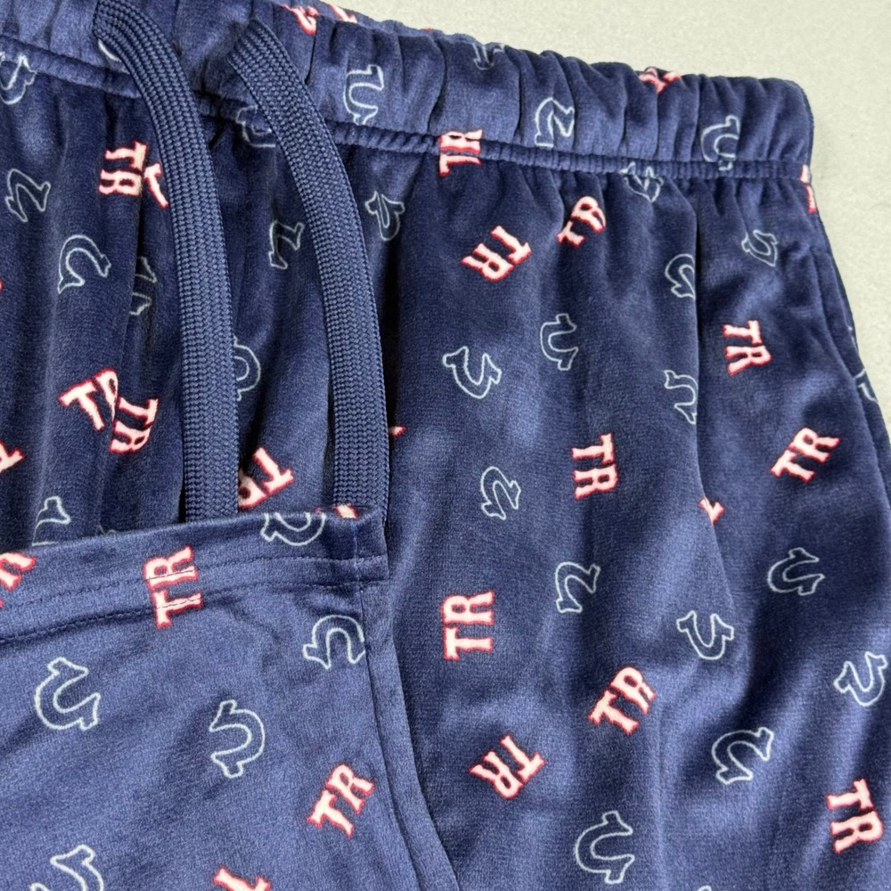 True Religion Mens Navy Blue Horseshoe Logo TR Monogram Sleepwear Lounge Pants L